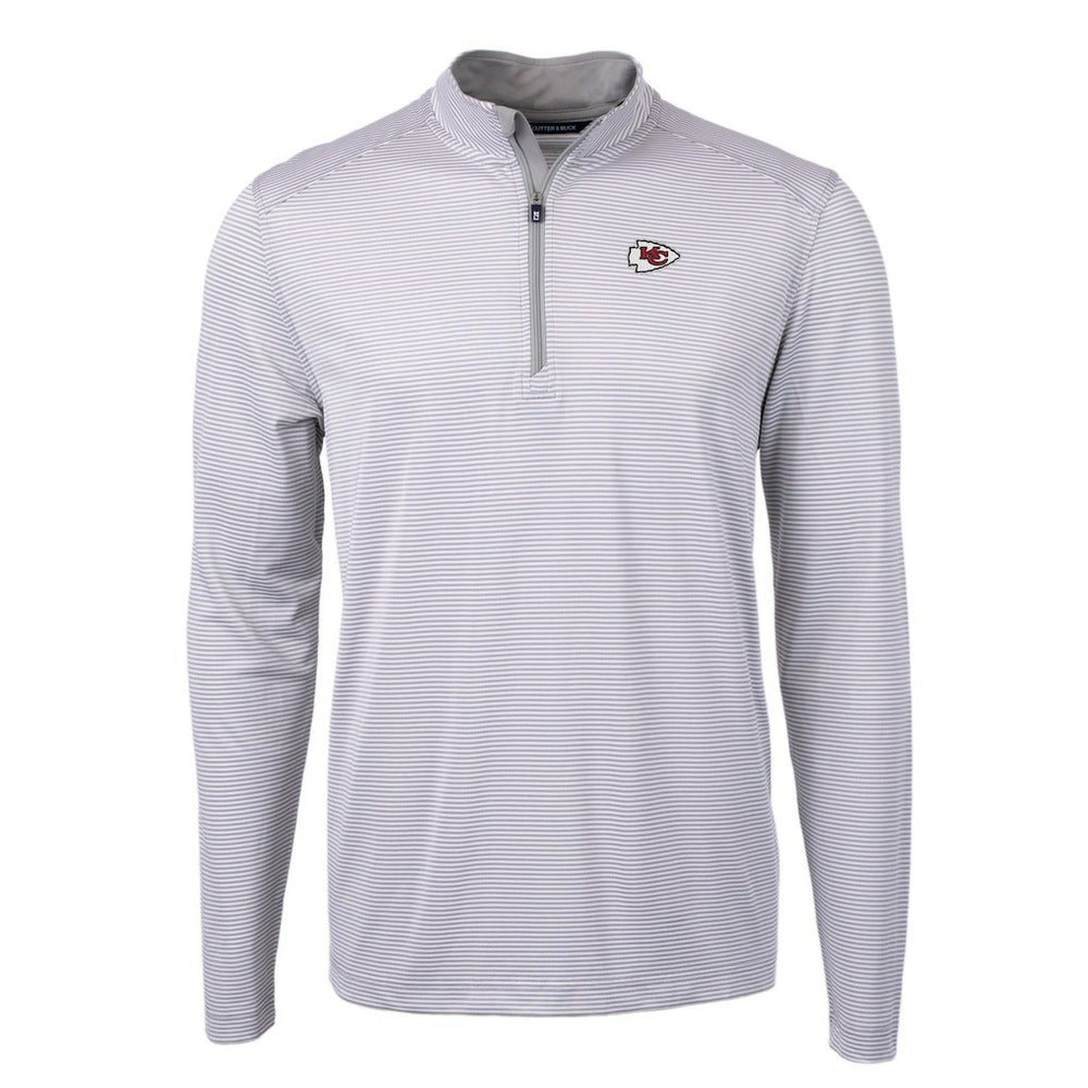 Kansas City Chiefs  Cutter & Buck Virtue Eco Pique Micro Stripe Recycled Quarter-Zip Pullover Top