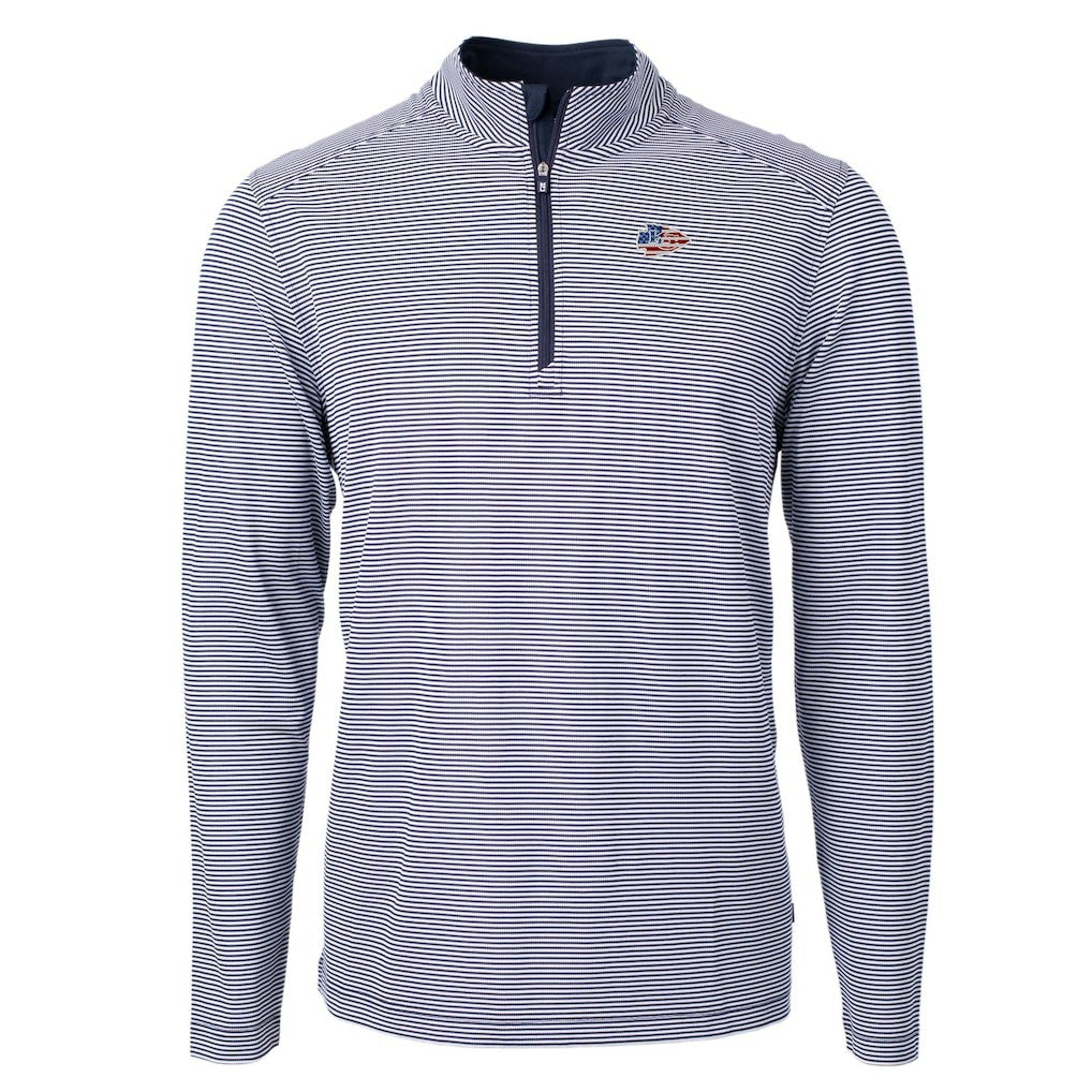 Kansas City Chiefs  Cutter & Buck Virtue Eco Pique Micro Stripe Recycled Quarter-Zip Pullover Top