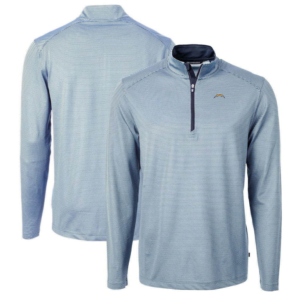Los Angeles Chargers  Cutter & Buck Virtue Eco Pique Micro Stripe Recycled Quarter-Zip Pullover Top