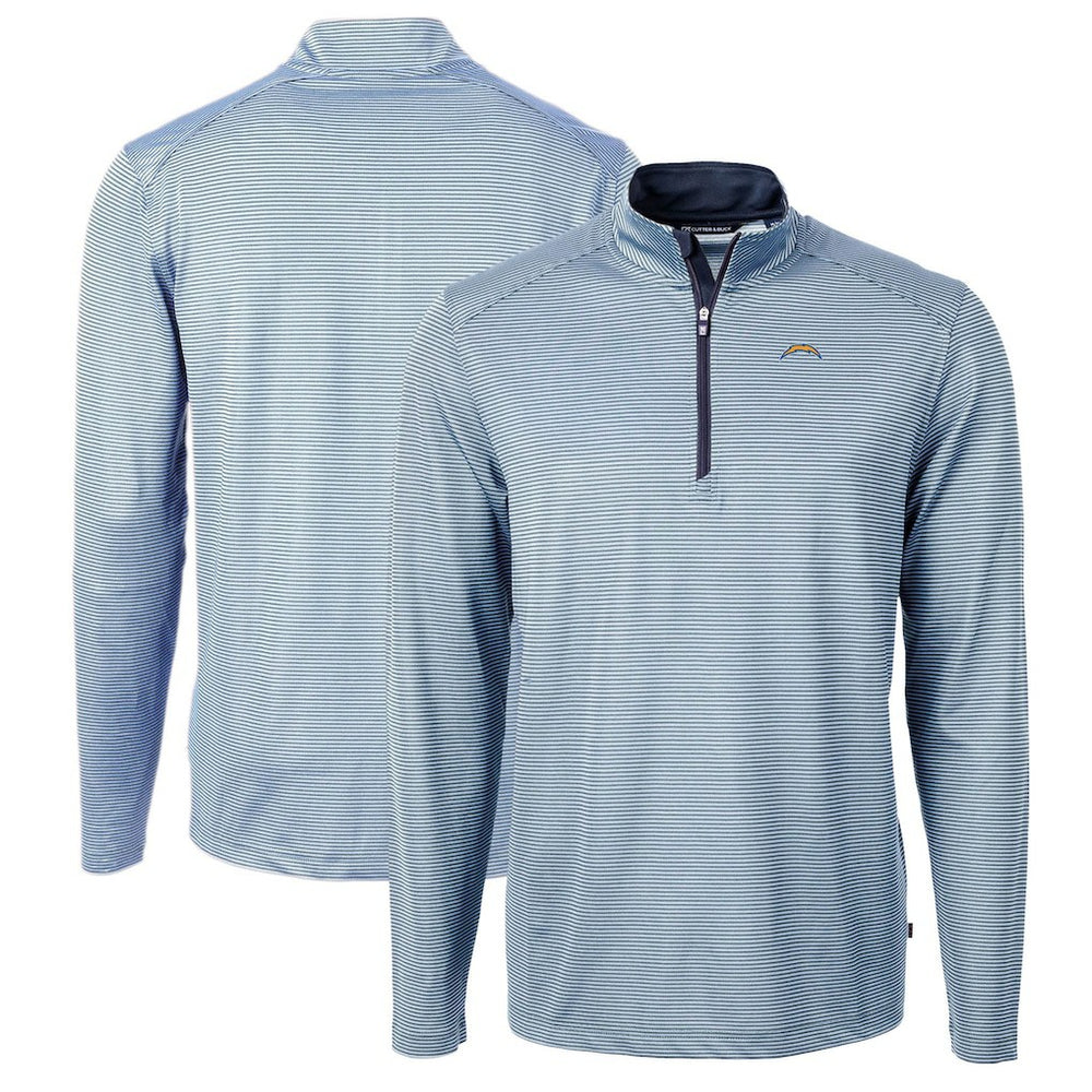 Los Angeles Chargers  Cutter & Buck Virtue Eco Pique Micro Stripe Recycled Quarter-Zip Pullover Top