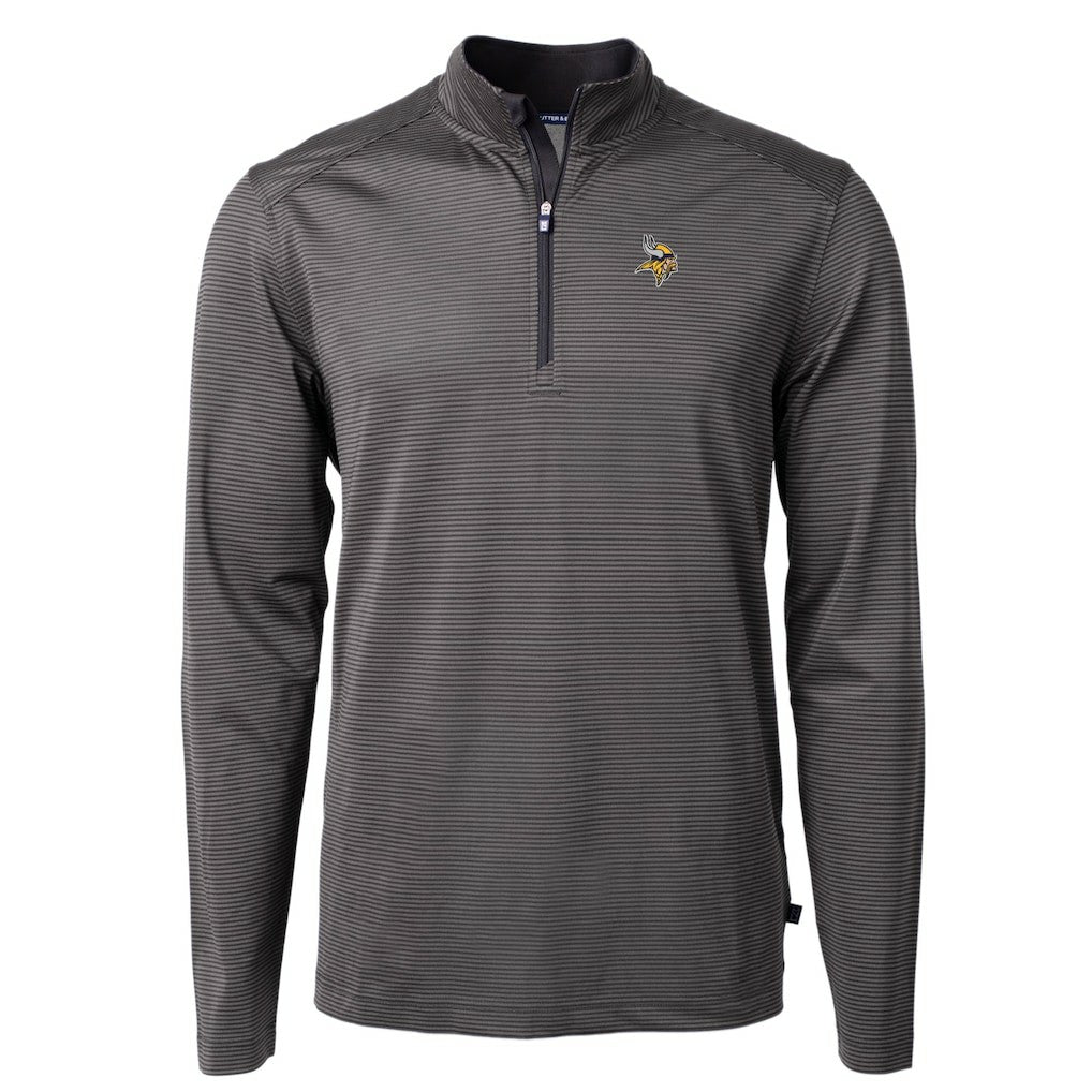 Minnesota Vikings  Cutter & Buck Virtue Eco Pique Micro Stripe Recycled Quarter-Zip Pullover Top