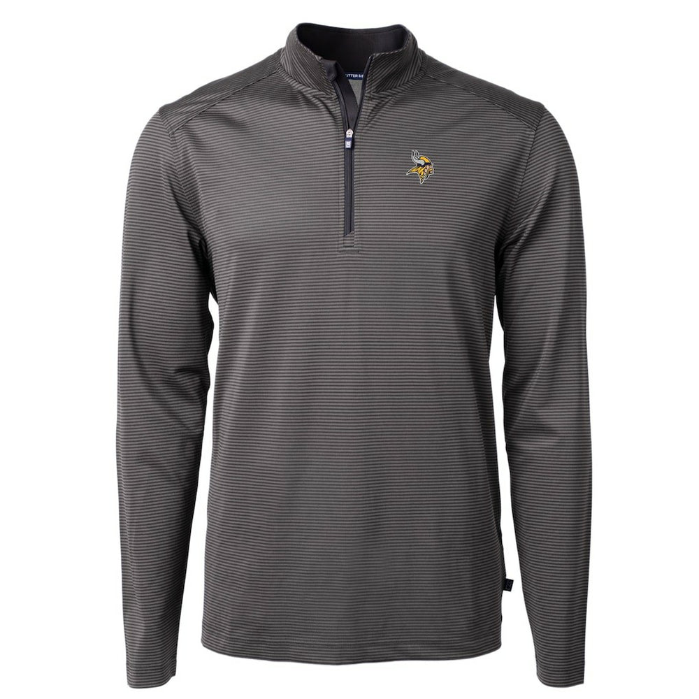 Minnesota Vikings  Cutter & Buck Virtue Eco Pique Micro Stripe Recycled Quarter-Zip Pullover Top