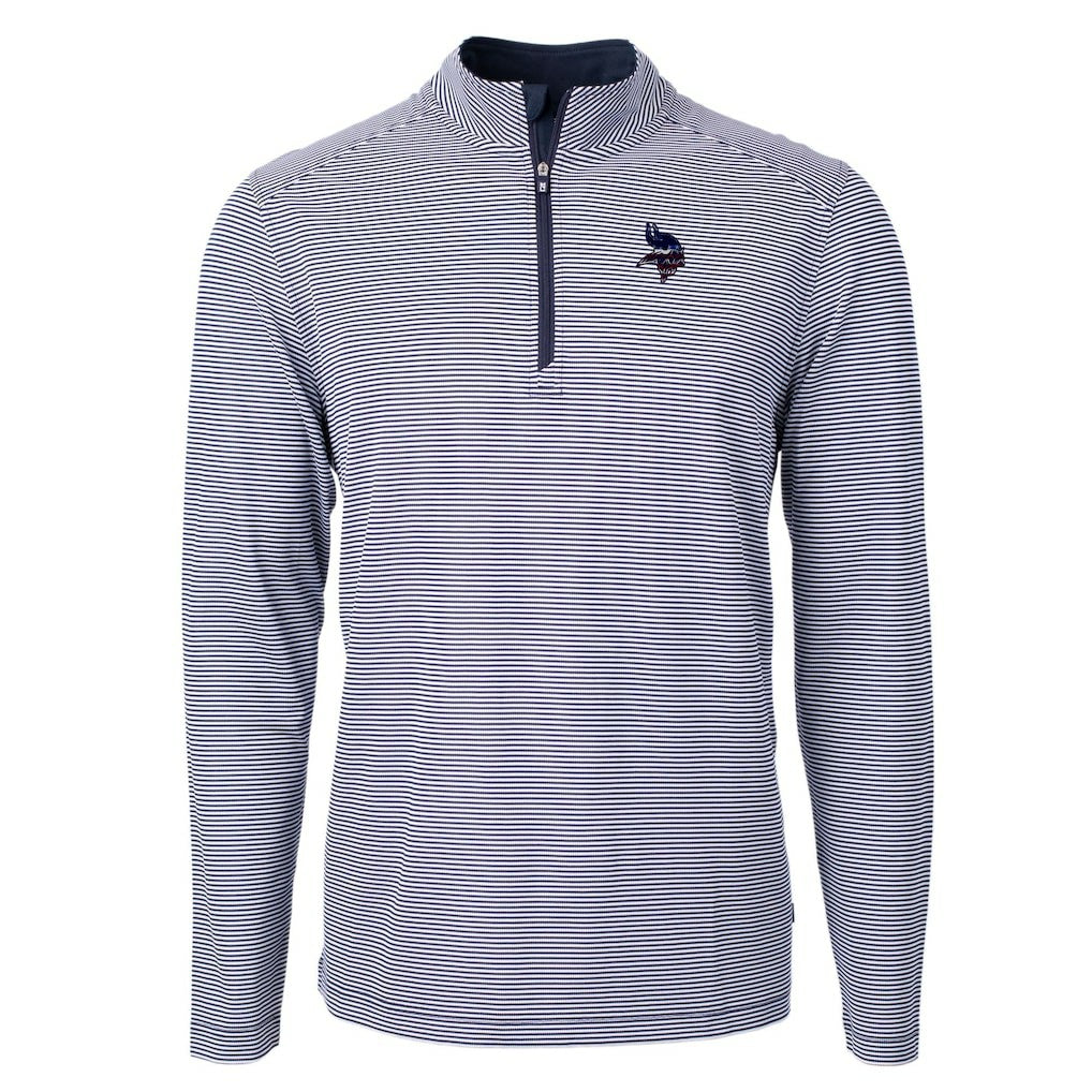 Minnesota Vikings  Cutter & Buck Virtue Eco Pique Micro Stripe Recycled Quarter-Zip Pullover Top