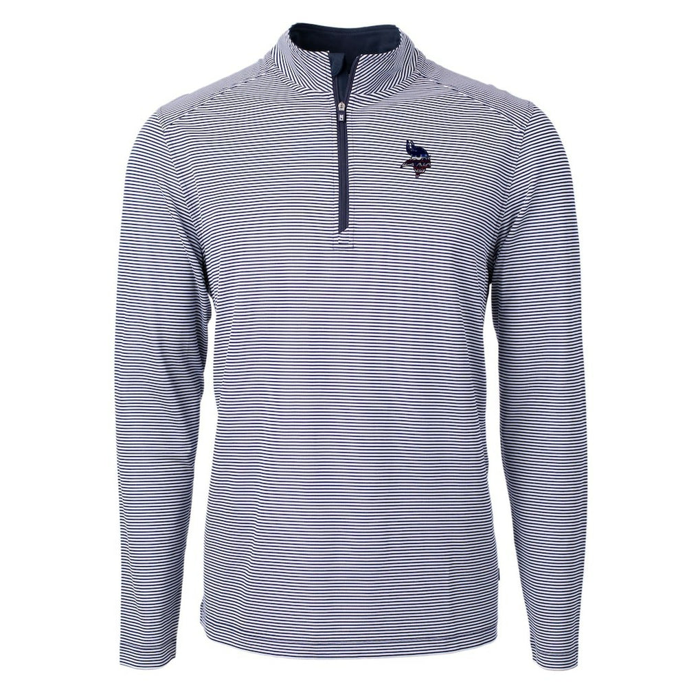 Minnesota Vikings  Cutter & Buck Virtue Eco Pique Micro Stripe Recycled Quarter-Zip Pullover Top