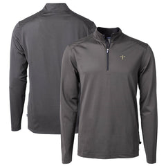 New Orleans Saints  Cutter & Buck Virtue Eco Pique Micro Stripe Recycled Quarter-Zip Pullover Top
