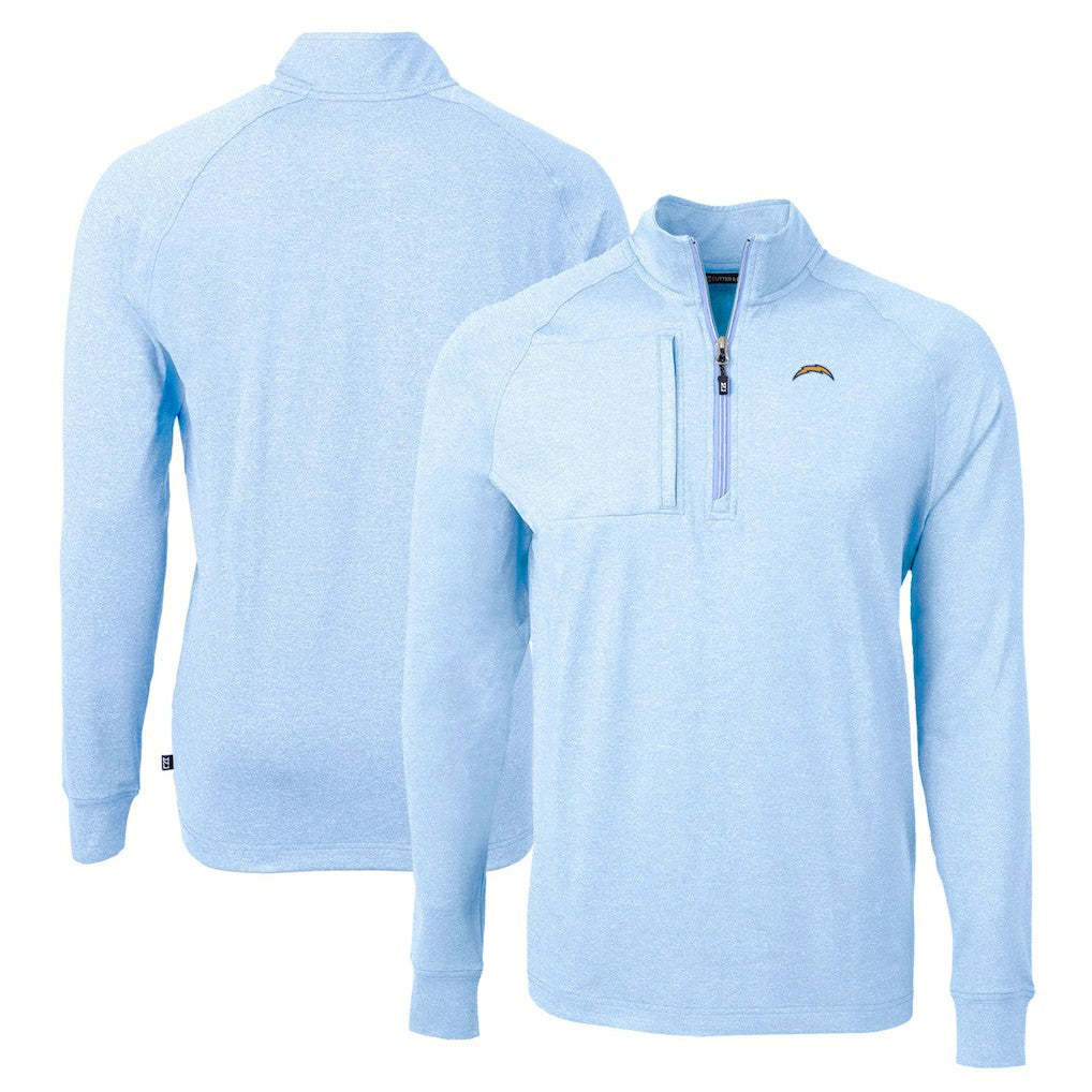 Los Angeles Chargers  Cutter & Buck Adapt Eco Knit Quarter-Zip Pullover Top