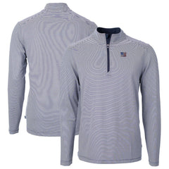 New York Giants  Cutter & Buck Virtue Eco Pique Micro Stripe Recycled Quarter-Zip Pullover Top