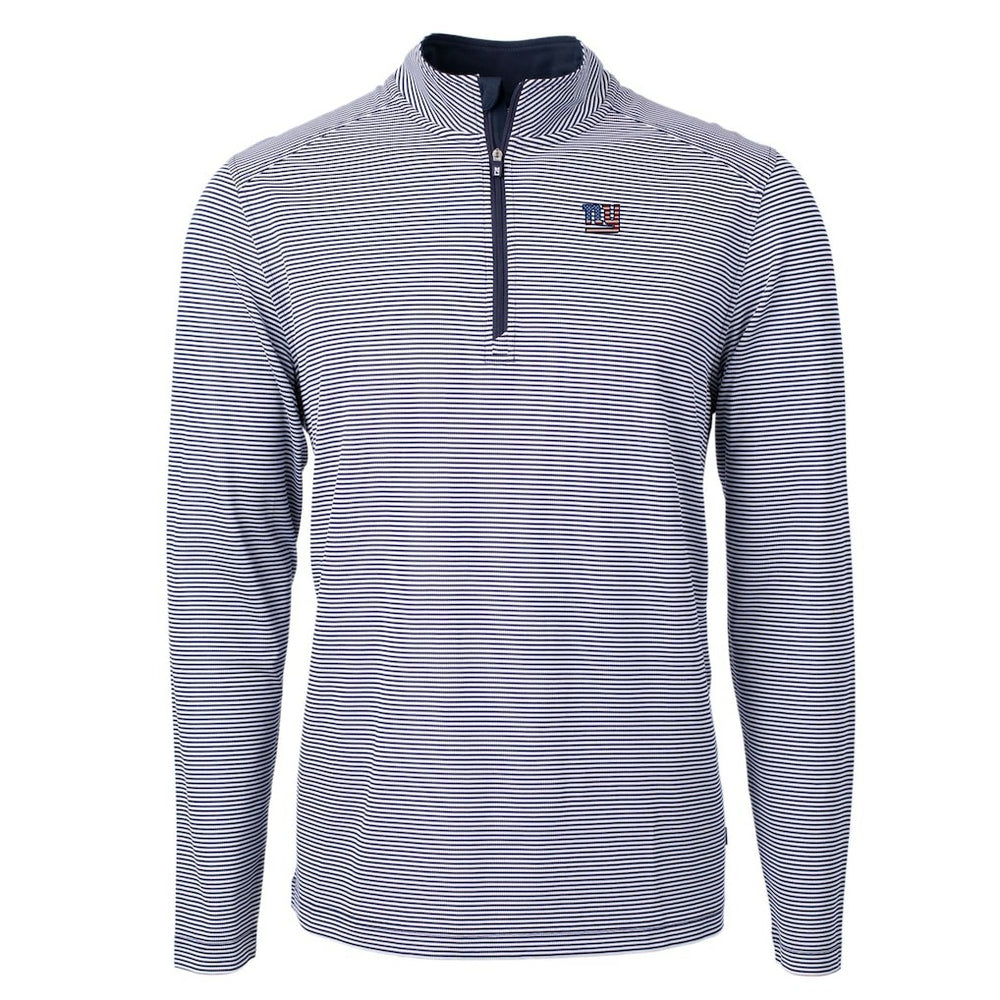 New York Giants  Cutter & Buck Virtue Eco Pique Micro Stripe Recycled Quarter-Zip Pullover Top
