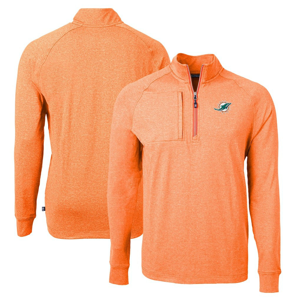 Miami Dolphins  Cutter & Buck Adapt Eco Knit Quarter-Zip Pullover Top