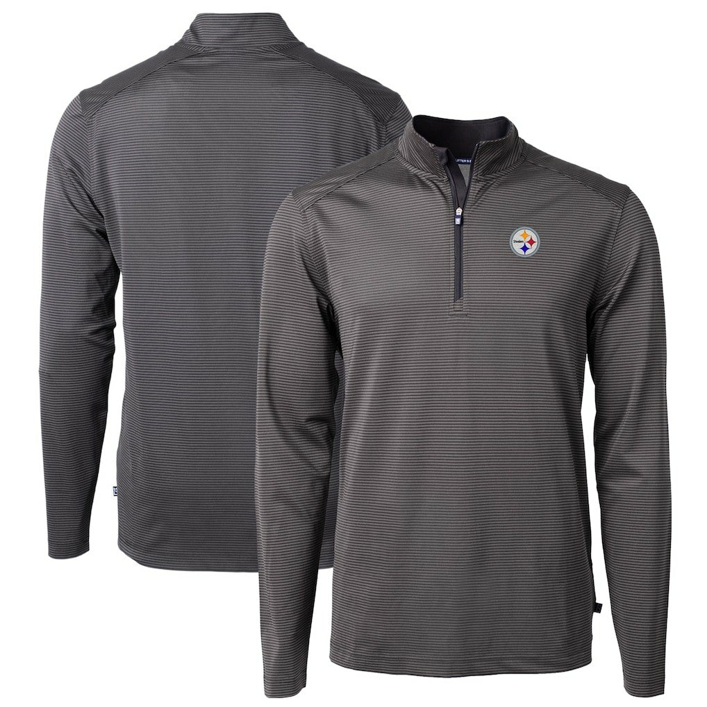 Pittsburgh Steelers  Cutter & Buck Virtue Eco Pique Micro Stripe Recycled Quarter-Zip Pullover Top