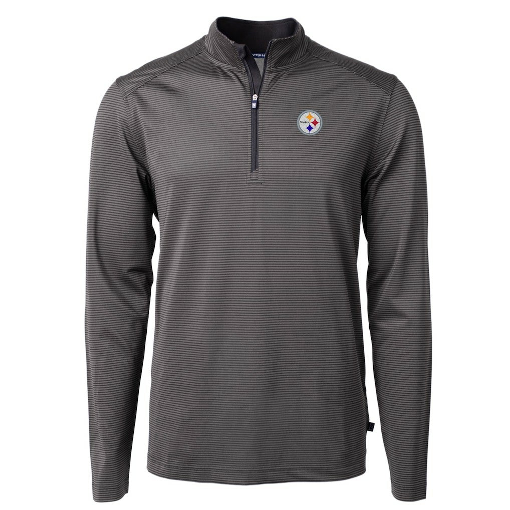 Pittsburgh Steelers  Cutter & Buck Virtue Eco Pique Micro Stripe Recycled Quarter-Zip Pullover Top