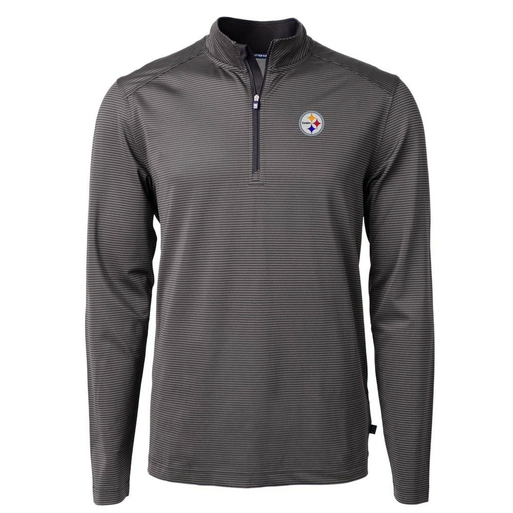 Pittsburgh Steelers  Cutter & Buck Virtue Eco Pique Micro Stripe Recycled Quarter-Zip Pullover Top
