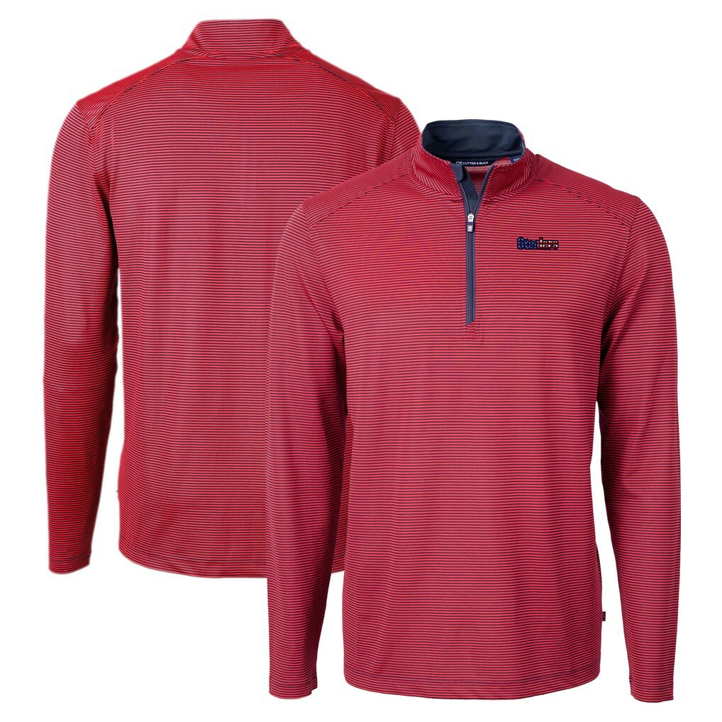 Pittsburgh Steelers  Cutter & Buck Virtue Eco Pique Micro Stripe Recycled Quarter-Zip Pullover Top