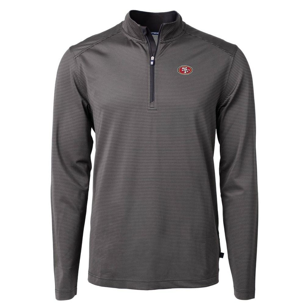 San Francisco 49ers  Cutter & Buck Virtue Eco Pique Micro Stripe Recycled Quarter-Zip Pullover Top