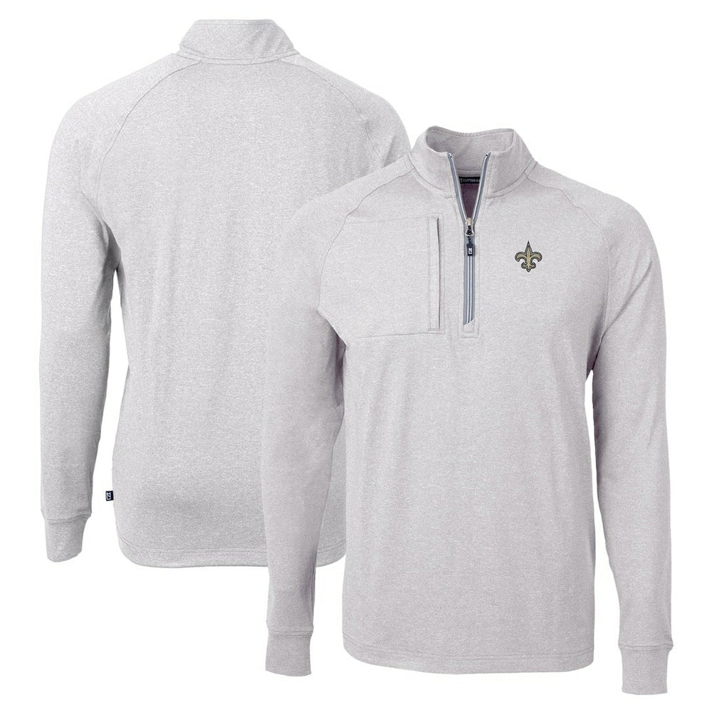 New Orleans Saints  Cutter & Buck Adapt Eco Knit Quarter-Zip Pullover Top