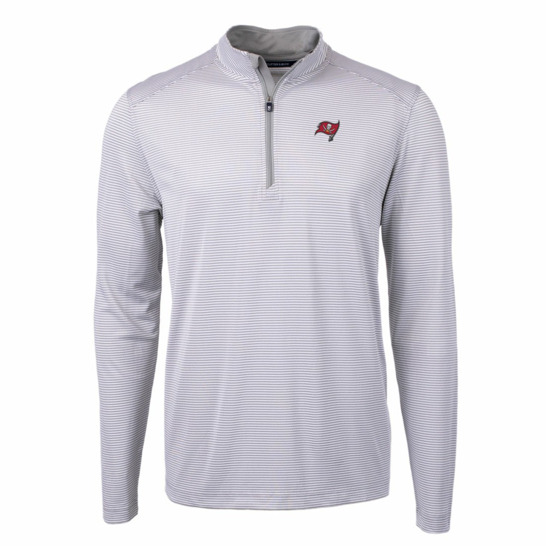 Tampa Bay Buccaneers  Cutter & Buck Virtue Eco Pique Micro Stripe Recycled Quarter-Zip Pullover Top
