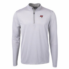 Tampa Bay Buccaneers  Cutter & Buck Virtue Eco Pique Micro Stripe Recycled Quarter-Zip Pullover Top