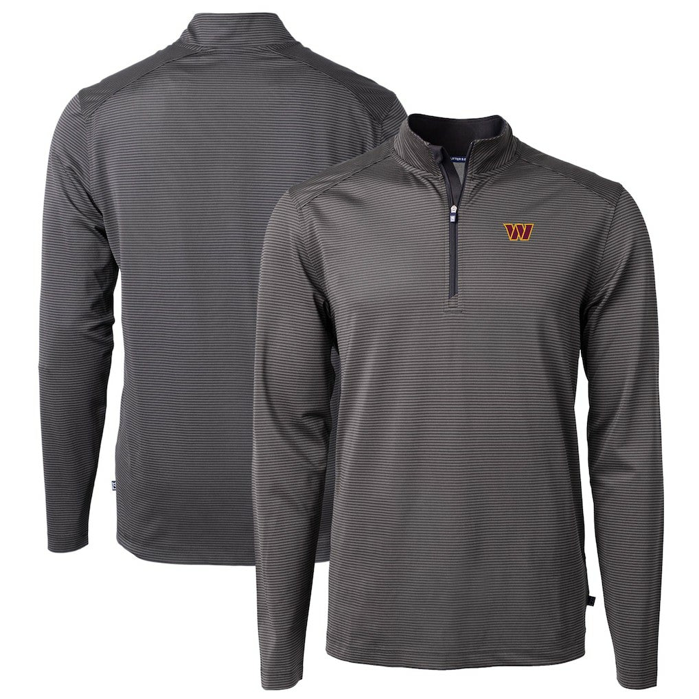 Washington Commanders  Cutter & Buck Virtue Eco Pique Micro Stripe Recycled Quarter-Zip Pullover Top