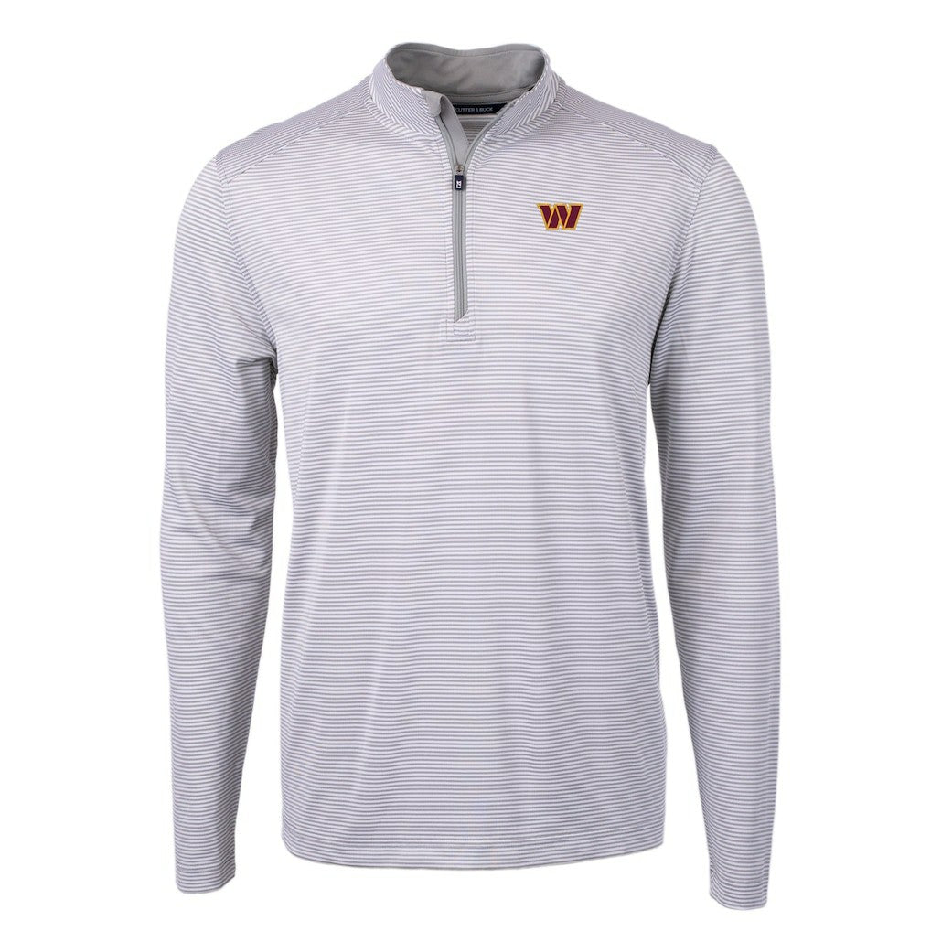 Washington Commanders  Cutter & Buck Virtue Eco Pique Micro Stripe Recycled Quarter-Zip Pullover Top