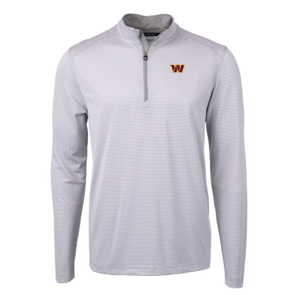 Washington Commanders  Cutter & Buck Virtue Eco Pique Micro Stripe Recycled Quarter-Zip Pullover Top