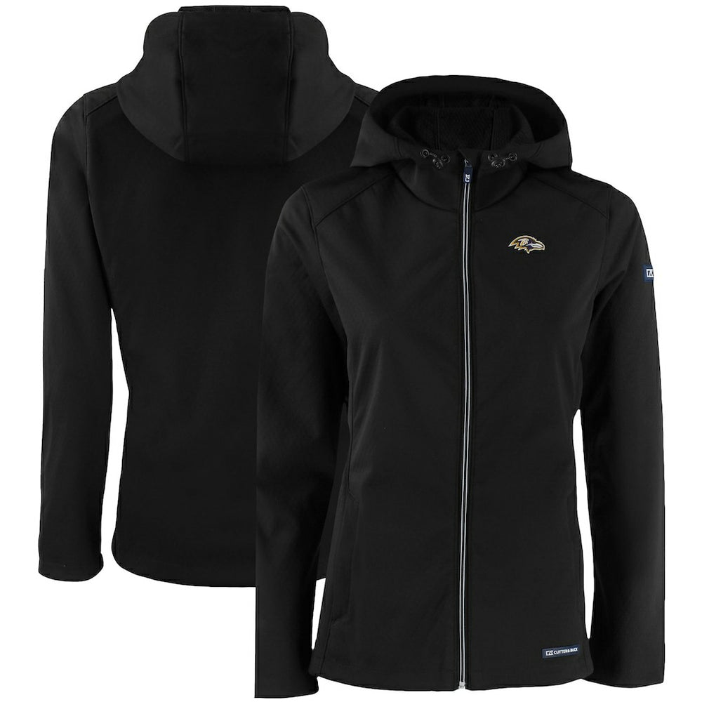 Baltimore Ravens  Cutter & Buck Women's Evoke Eco Softshell Recycled Full-Zip Hooded Jacket