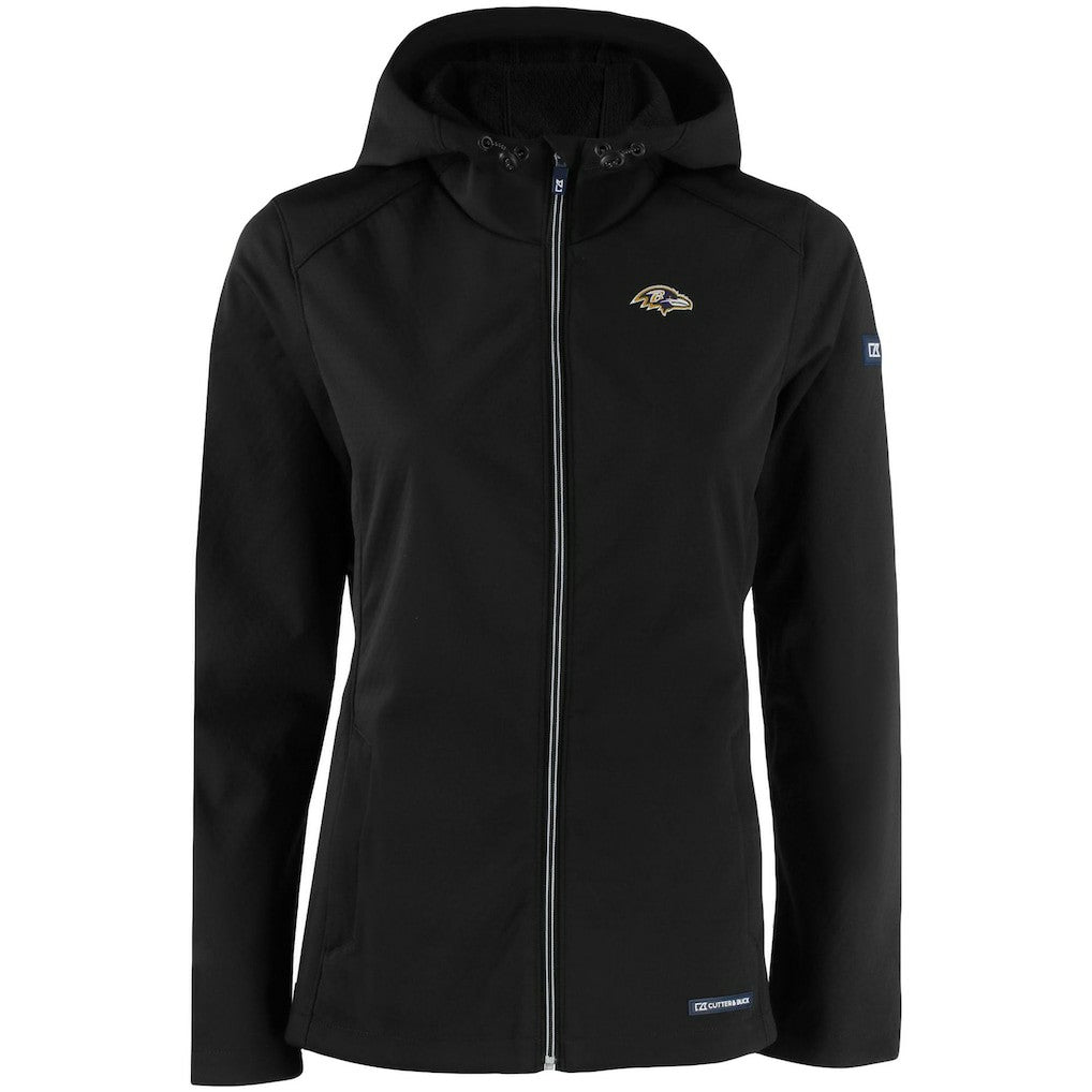 Baltimore Ravens  Cutter & Buck Women's Evoke Eco Softshell Recycled Full-Zip Hooded Jacket