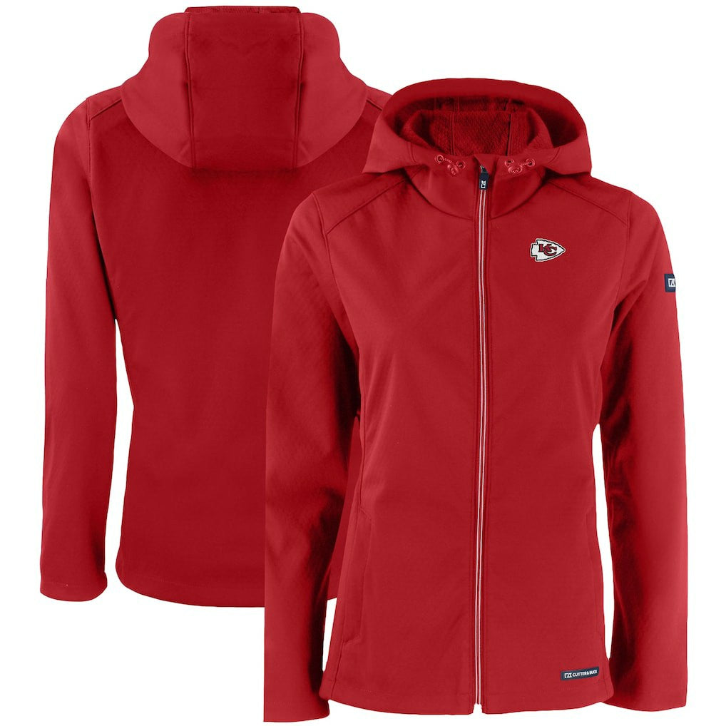 Kansas City Chiefs  Cutter & Buck Women's Evoke Eco Softshell Recycled Full-Zip Hooded Jacket