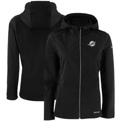 Miami Dolphins  Cutter & Buck Women's Evoke Eco Softshell Recycled Full-Zip Hooded Jacket
