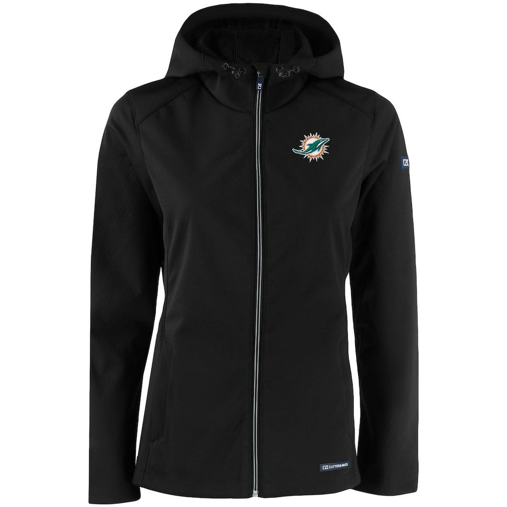 Miami Dolphins  Cutter & Buck Women's Evoke Eco Softshell Recycled Full-Zip Hooded Jacket