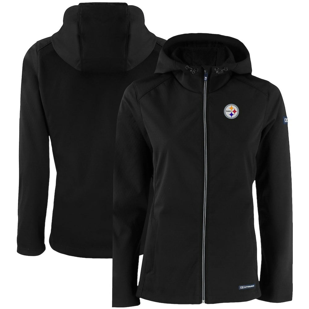 Pittsburgh Steelers  Cutter & Buck Women's Evoke Eco Softshell Recycled Full-Zip Hooded Jacket