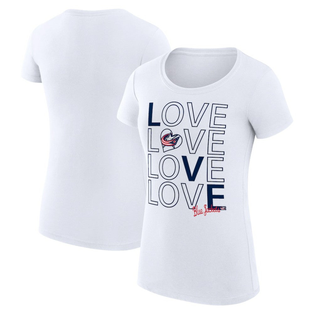 Columbus Blue Jackets G-III 4Her by Carl Banks Women's Super-Slim Fit Lightweight Hockey Love T-Shirt For Sale