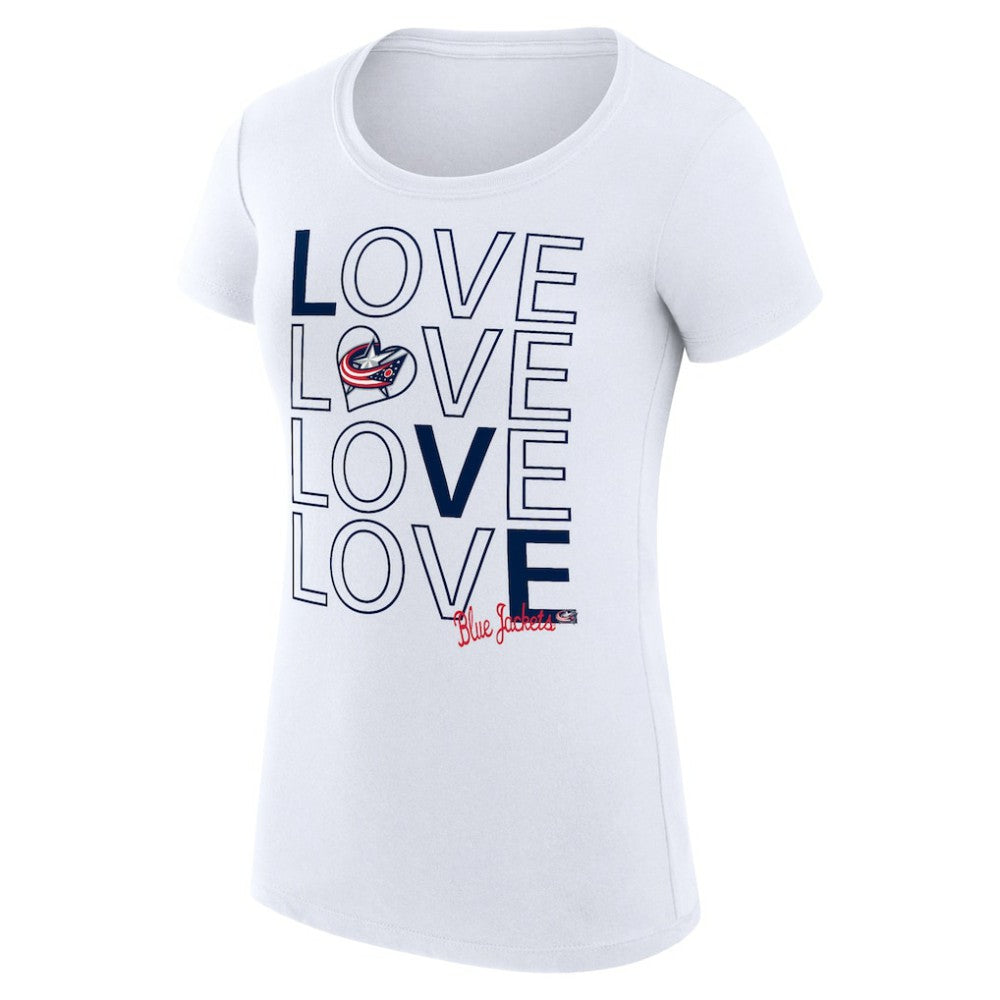 Columbus Blue Jackets G-III 4Her by Carl Banks Women's Super-Slim Fit Lightweight Hockey Love T-Shirt For Sale