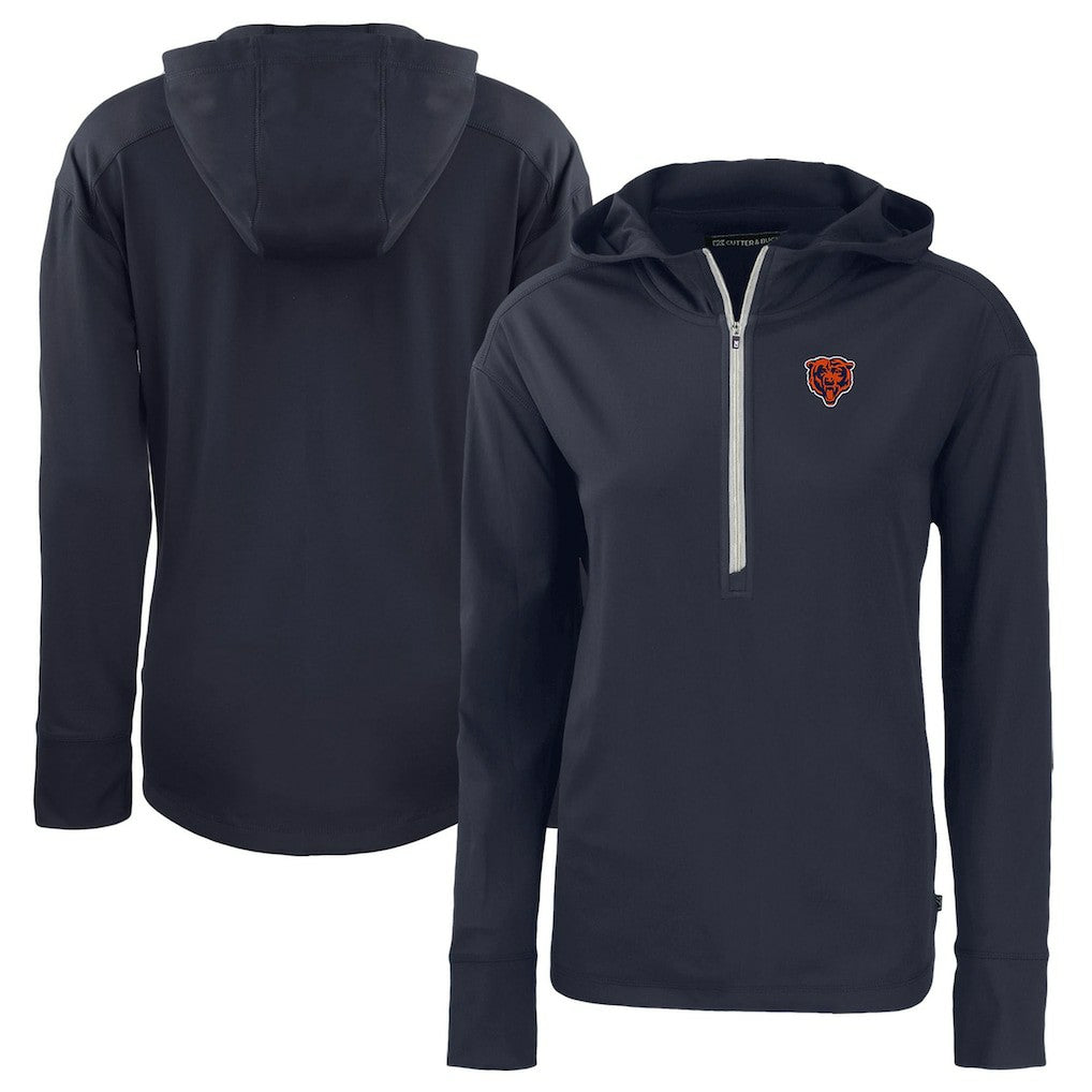 Chicago Bears  Cutter & Buck Women's Throwback Daybreak Eco Recycled Half-Zip Hoodie