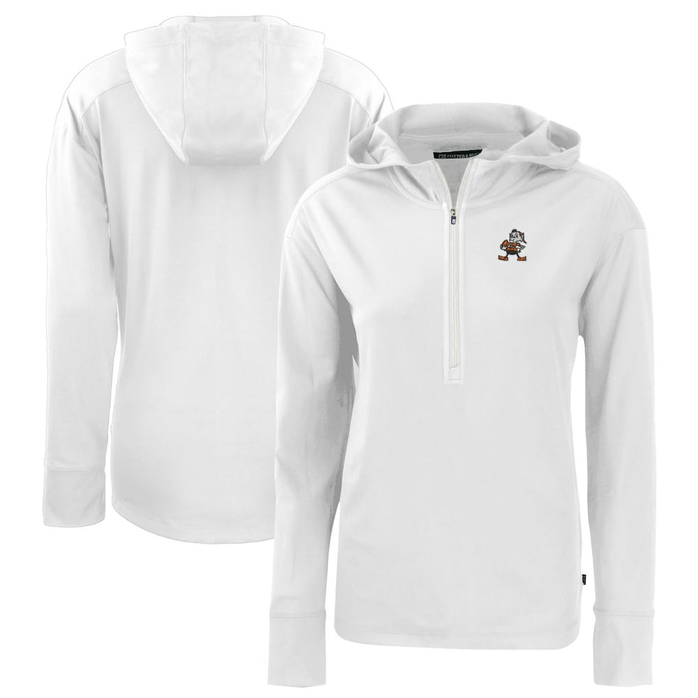 Cleveland Browns  Cutter & Buck Women's Throwback Daybreak Eco Recycled Half-Zip Hoodie