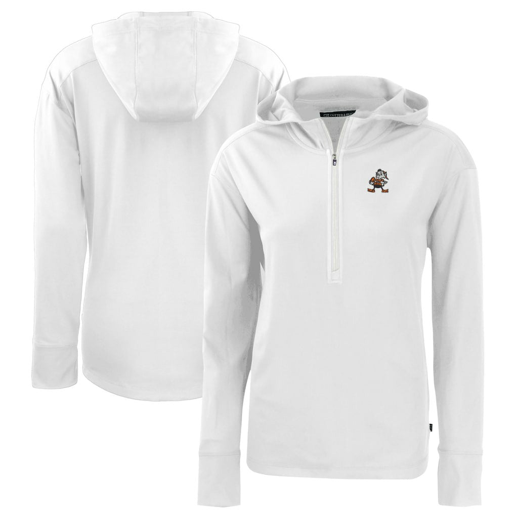 Cleveland Browns  Cutter & Buck Women's Throwback Daybreak Eco Recycled Half-Zip Hoodie