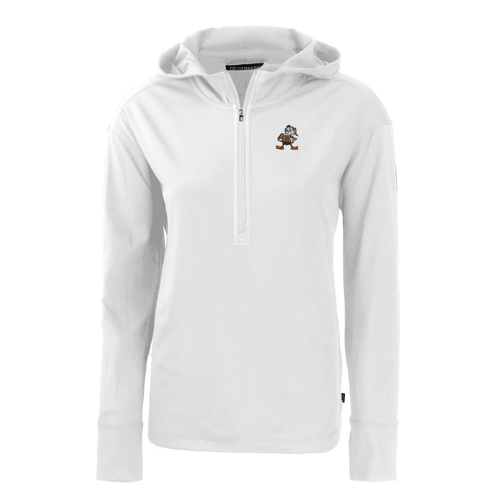 Cleveland Browns  Cutter & Buck Women's Throwback Daybreak Eco Recycled Half-Zip Hoodie