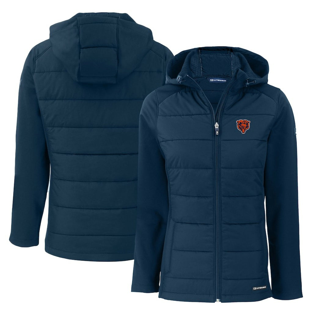 Chicago Bears  Cutter & Buck Women's Throwback Evoke Hybrid Eco Softshell Recycled Full-Zip Hoodie Jacket