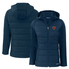 Chicago Bears  Cutter & Buck Women's Throwback Evoke Hybrid Eco Softshell Recycled Full-Zip Hoodie Jacket