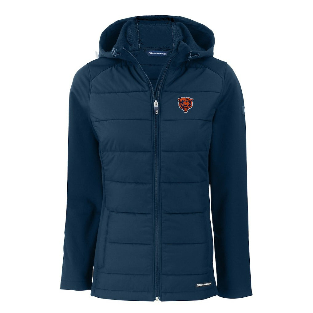 Chicago Bears  Cutter & Buck Women's Throwback Evoke Hybrid Eco Softshell Recycled Full-Zip Hoodie Jacket
