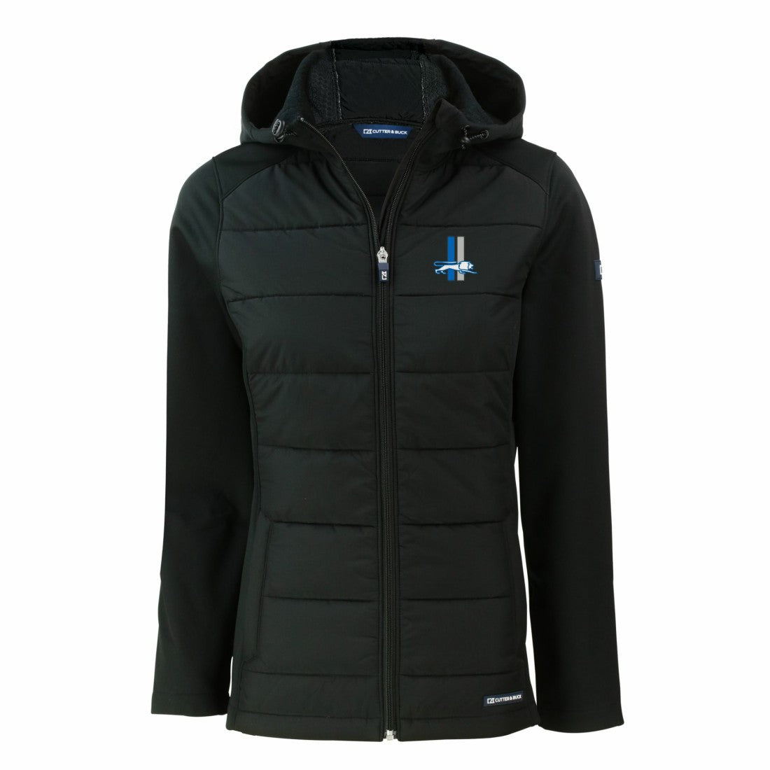 Detroit Lions  Cutter & Buck Women's Throwback Evoke Hybrid Eco Softshell Recycled Full-Zip Hoodie Jacket
