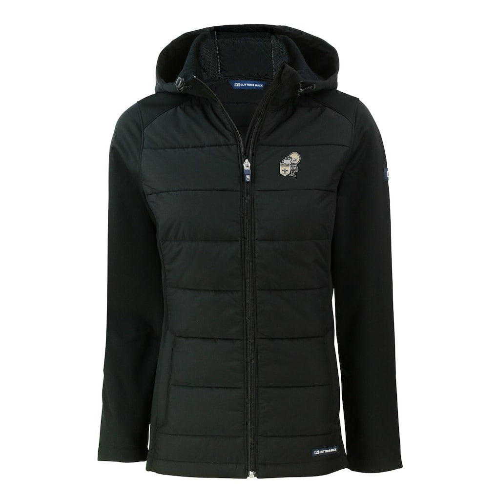 New Orleans Saints  Cutter & Buck Women's Throwback Evoke Hybrid Eco Softshell Recycled Full-Zip Hoodie Jacket