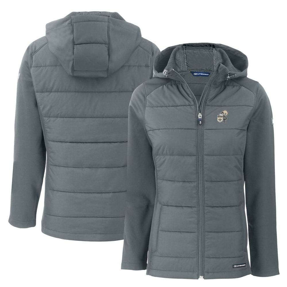 New Orleans Saints  Cutter & Buck Women's Throwback Evoke Hybrid Eco Softshell Recycled Full-Zip Hoodie Jacket