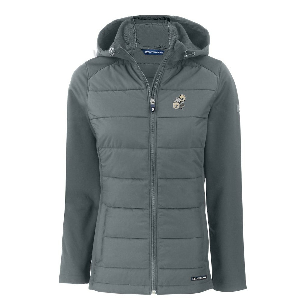 New Orleans Saints  Cutter & Buck Women's Throwback Evoke Hybrid Eco Softshell Recycled Full-Zip Hoodie Jacket