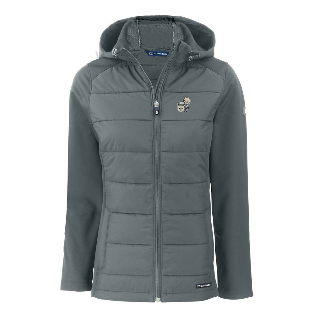 New Orleans Saints  Cutter & Buck Women's Throwback Evoke Hybrid Eco Softshell Recycled Full-Zip Hoodie Jacket
