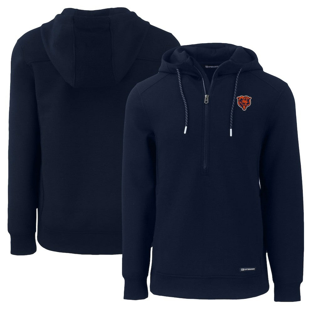 Chicago Bears  Cutter & Buck Throwback Roam Eco Half-Zip Recycled Pullover Hoodie