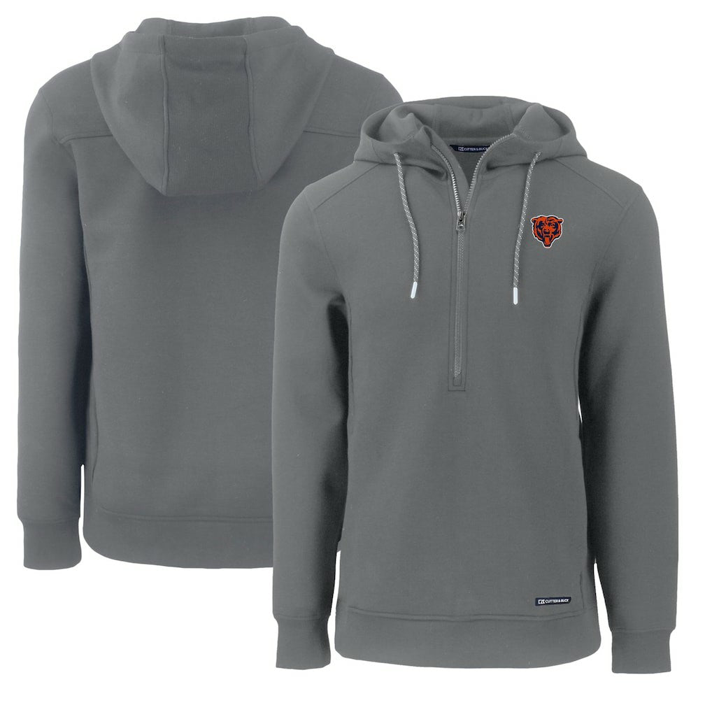 Chicago Bears  Cutter & Buck Throwback Roam Eco Half-Zip Recycled Pullover Hoodie