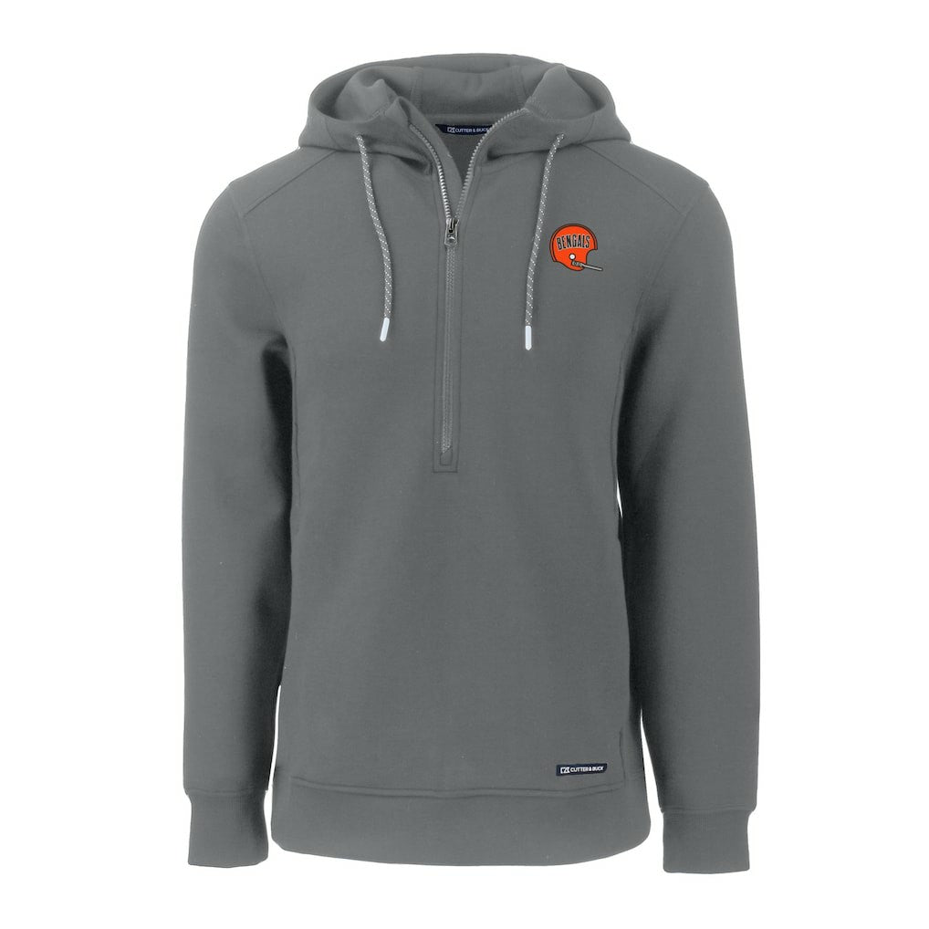 Cincinnati Bengals  Cutter & Buck Throwback Roam Eco Half-Zip Recycled Pullover Hoodie