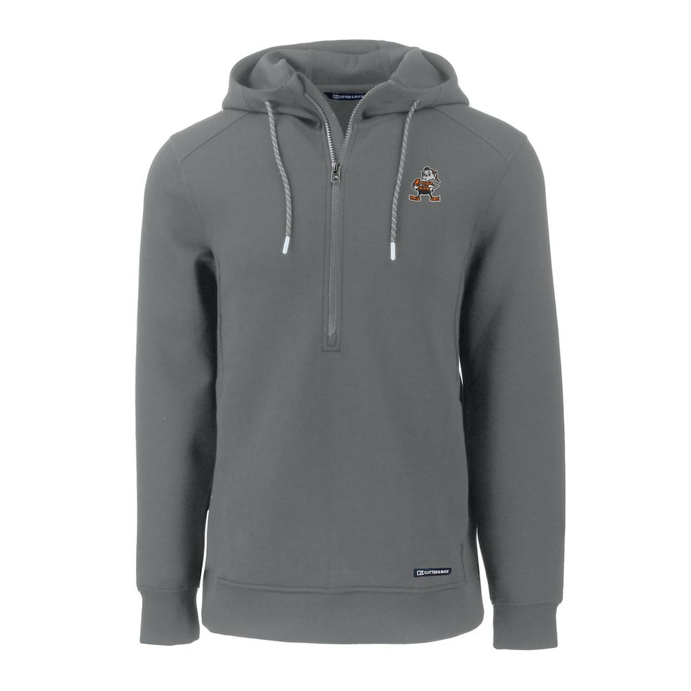 Cleveland Browns  Cutter & Buck Throwback Roam Eco Half-Zip Recycled Pullover Hoodie
