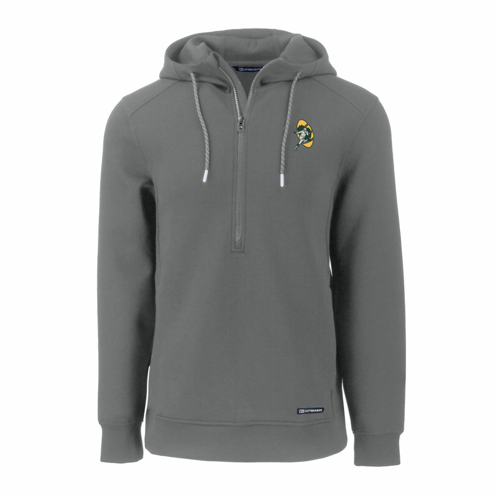 Green Bay Packers  Cutter & Buck Throwback Roam Eco Half-Zip Recycled Pullover Hoodie