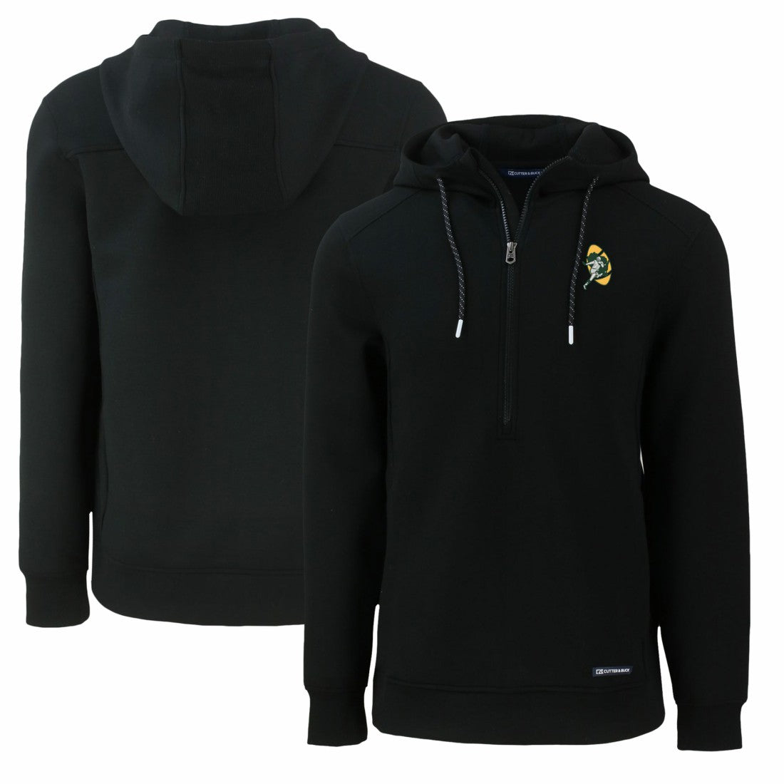 Green Bay Packers  Cutter & Buck Throwback Roam Eco Half-Zip Recycled Pullover Hoodie